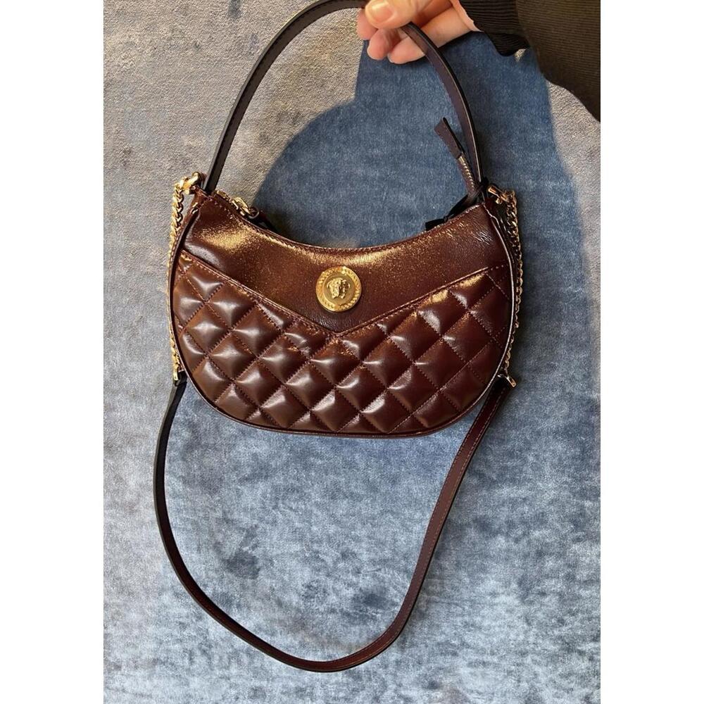 BNWT Versace Medusa Leather 2 Way Shoulder Bag Maroon $1,425 - Picture 2 of 3
